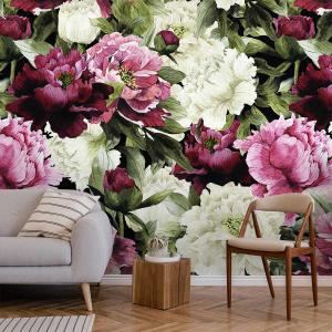 Papel pintado panorámico de flores peonías 364x270cm