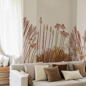 Papel pintado panoramico de jardín de flores terracotta 150…