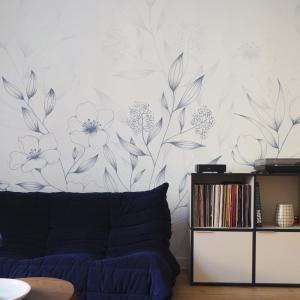 Papel pintado panorámico de primavera, Azul 150 x 250cm