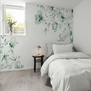 Papel pintado panorámico estilo Azulejos, Verde 150 x 250cm