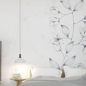 Papel pintado panorámico flores trepadoras blanco y negro 3…