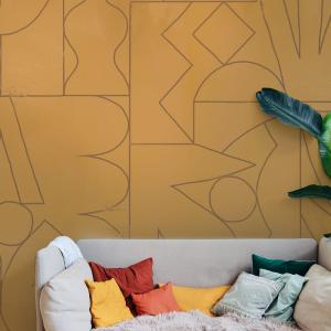 Papel pintado panorámico Fragments, Amarillo 425 x 250cm