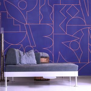 Papel pintado panorámico Fragments, Azul 255 x 250cm