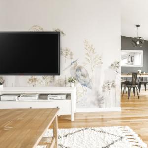 Papel pintado panorámico garza azul gris claro 375x250cm