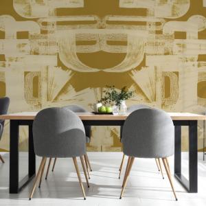 Papel pintado panorámico gráfico amarillo 375x250cm