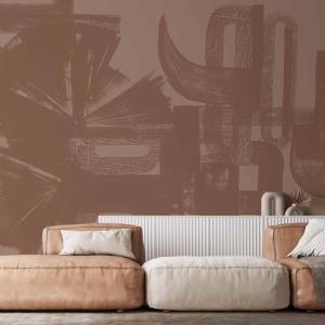 Papel pintado panorámico gráfico marrón 375x250cm