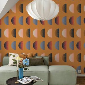 Papel pintado panorámico gráfico media luna amarillo 375x25…