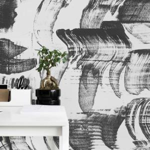 Papel pintado panorámico gráfico, Negro 300 x 250cm