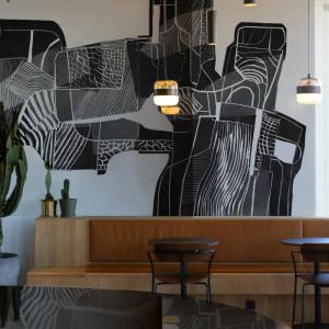 Papel pintado panorámico gráfico negro 375x250cm
