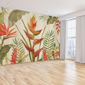 Papel pintado panorámico hojas flores del paraíso 364x270cm…