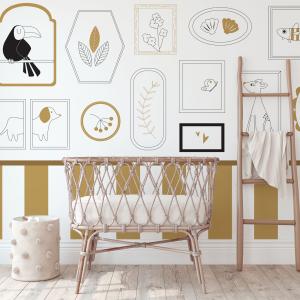 Papel pintado panorámico marcos infantiles amarillo 225x250…