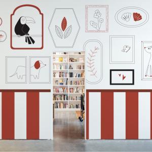 Papel pintado panorámico marcos infantiles, Rojo 450 x 250c…