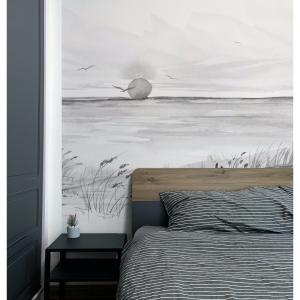 Papel pintado panoramico paisaje al anochecer gris 150x250cm