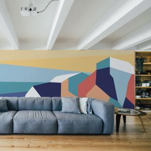 Papel pintado panorámico paisaje de acantilados gráfico col…