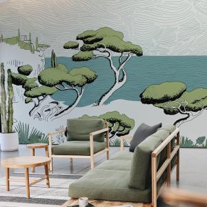 Papel pintado panoramico paisaje de arroyos blanco 300x250cm