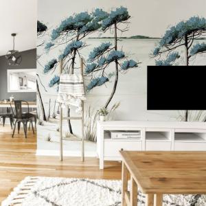 Papel pintado panorámico Playa del lago, Colores 450 x 250c…