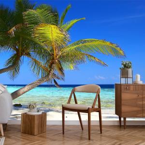 Papel pintado panorámico playa exótica y cocotero 364x270cm…