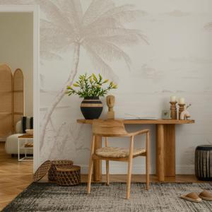 Papel pintado panorámico Playa tropical, Beige 450 x 250cm