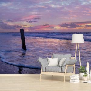 Papel pintado panorámico playa y mar al atardecer. 364x270c…