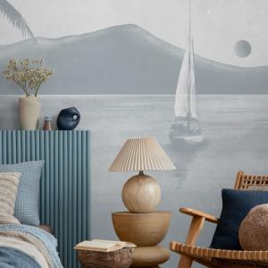 Papel pintado panorámico Prendre le large 2, Azul 425 x 250…