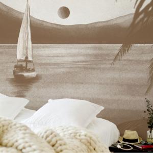 Papel pintado panorámico Prendre le large 2, Marrón claro 4…