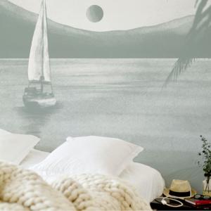 Papel pintado panorámico Prendre le large 2, Verde 255 x 25…