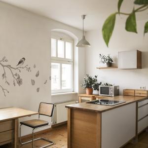 Papel pintado panorámico rama de flor de cerezo gris 300x25…