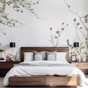 Papel pintado panoramico Ramas gráficas, Gris 375 x 250cm