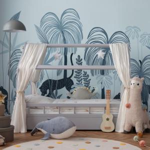 Papel pintado panorámico Sauvages clair, Azul 450 x 250cm