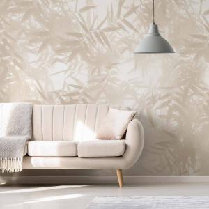 Papel pintado panoramico sombras de planta bambú beige 375x…