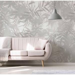 Papel pintado panoramico sombras de planta bambú gris 150x2…