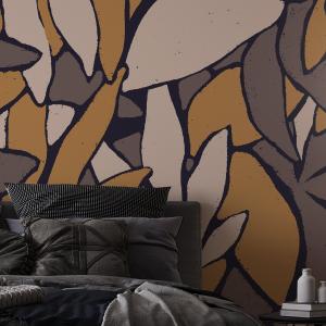 Papel pintado panorámico vegetación de jungla marrón 375x25…