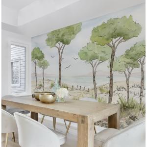 Papel pintado panoramico vista de un bosque de pinos 150x25…