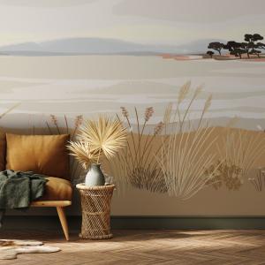 Papel pintado panoramico vista desde la playa 150x250 beige