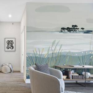 Papel pintado panoramico vista desde la playa azul 300x250cm