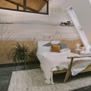 Papel pintado panoramico vista desde la playa, Beige 225 x 2