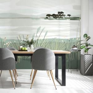 Papel pintado panoramico vista desde la playa, Verde de gris