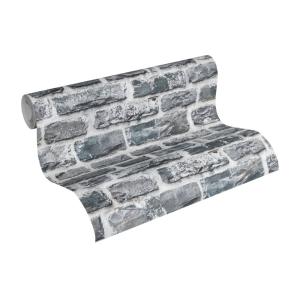papel pintado pared de ladrillos gris oscuro 53 cm x 10,05 m