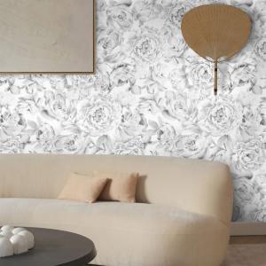 Papel Pintado Peonías, papel auténtico, 200x280cm, 8 hojas