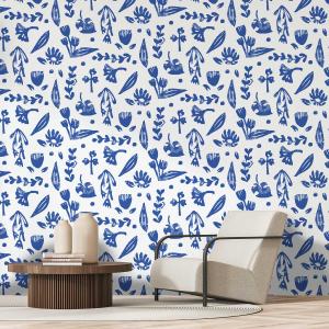 Papel pintado power flower azul  156x270cm