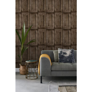 Papel pintado puertas de paneles marrón oscuro 53cmx10,05m
