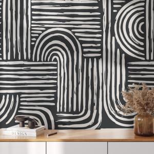 Papel pintado rayas en papel ecológico fino,200x280cm,8 hoj…