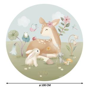 Papel pintado redondo animales del bosque diámetro 100cm