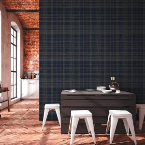 papel pintado rombo azul oscuro y oro 53 cm x 10,05 m