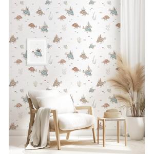 Papel pintado tortugas marinas sobre fondo blanco, 50 cm x…