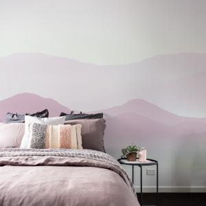 Papel pintado vista panorámica misty mountains 170x250 rosa