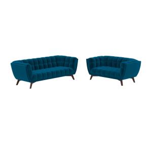 Paquete de sofás de terciopelo azul 5 plazas