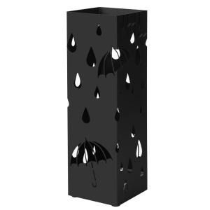 Paragüero de metal de 15,5 x 15,5 x 49 cm de color negro