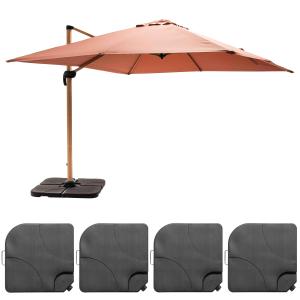 Parasol de 3x3m y 4 losas para llenar color madera arcilla