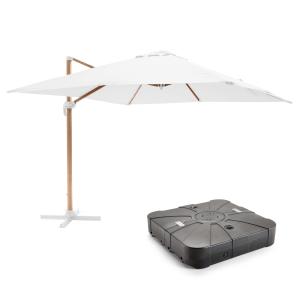 Parasol de 3x3m y base con ruedas para contrapesar, efecto…